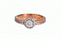  9ct Rose and White Gold Ring 4.0gr with a 0.440 K VS1 round brilliant cut diamond and 60×1.25mm CZ
